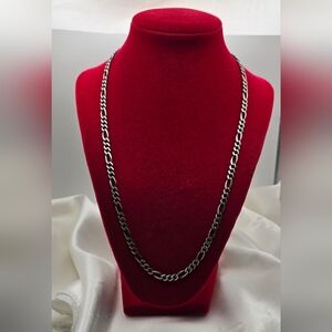 Gunmetal Over Sterling Silver 925 Figaro Chain Necklace